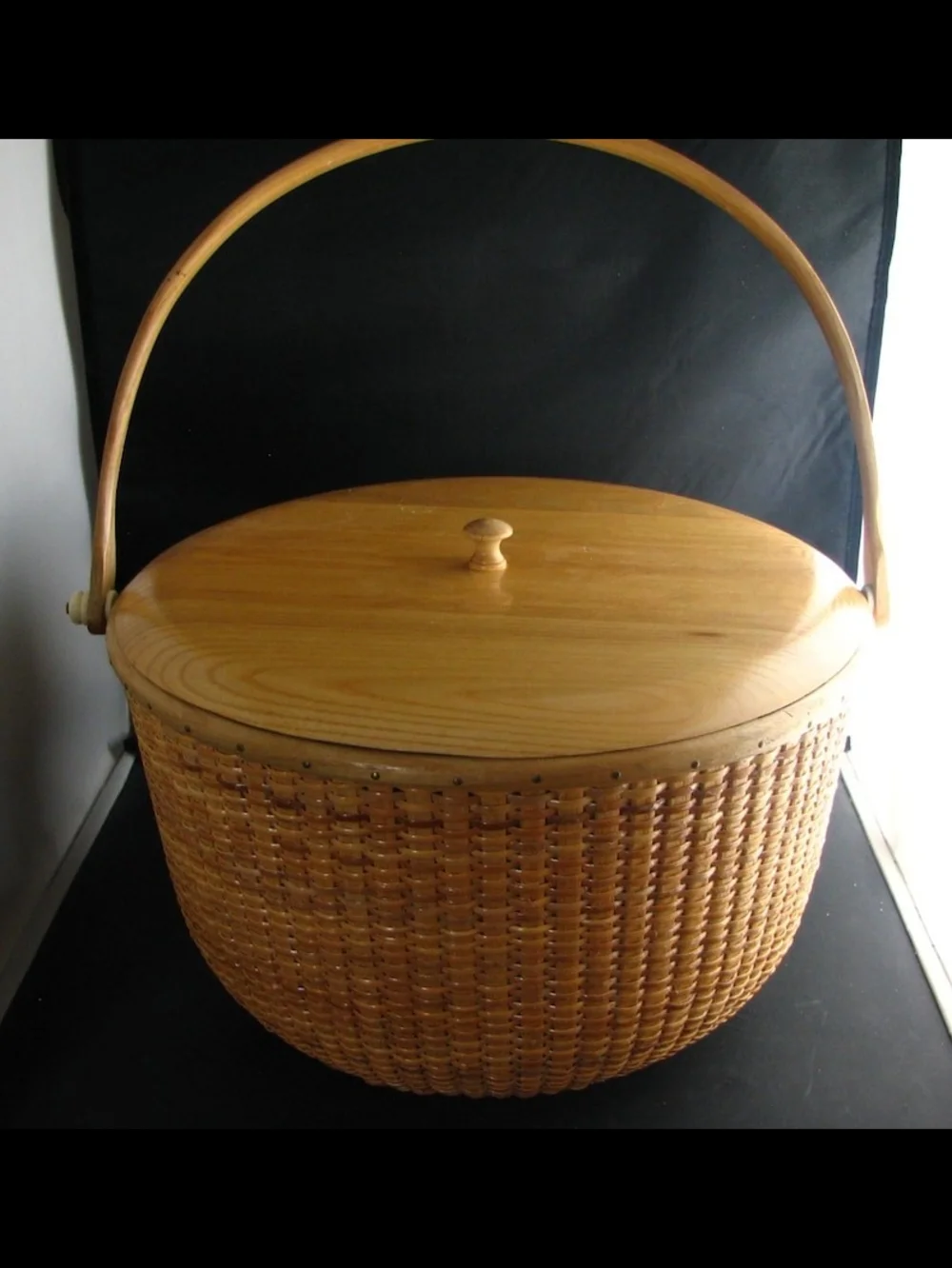 Large Vermont's Basketville NANTUCKET YARN BASKET Vintage .